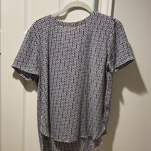 Loft navy and white blouse